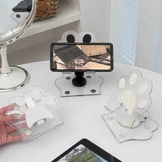 trong suốt giá đỡ máy tính bảng sang trọng giá đỡ điện thoại di động tại nhà để bàn để xem phim truyền hình và xem hiện Cat Claw Acrylic Phone Holder【Chiosala12】