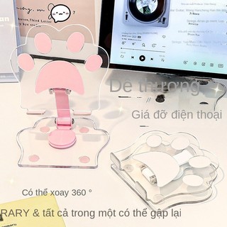 trong suốt giá đỡ máy tính bảng sang trọng giá đỡ điện thoại di động tại nhà để bàn để xem phim truyền hình và xem hiện Cat Claw Acrylic Phone Holder【Chiosala12】