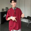 Tianlesiwei Mỹ xu hướng đường phố cao cấp nam nữ Áo thun mùa hè mới thiết kế kim loại dây đeo Áo thun