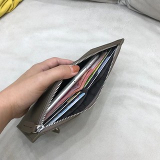 Ví dài da thật chính hãng dành cho nữ siêu mỏng Lớp đầu tiên có dây kéo da bò Ví đựng tiền xu