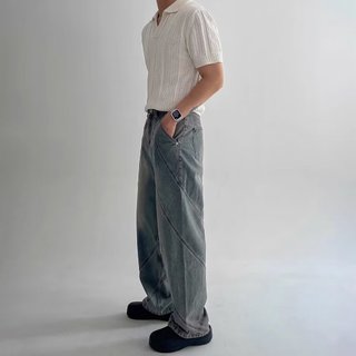 Mùa hè Mỹ High Street Dệt Kim Ngắn Tay Áo Sơ Mi POLO Nam Ve Áo Nửa Tay Top Cao Cấp Ruffian Đẹp Trai Áo Chui Đầu t @