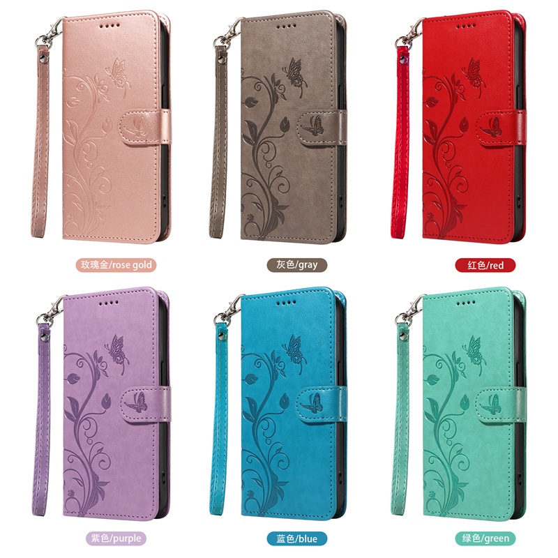 Ốp Lưng Cho iPhone 13 12 Mini 11 Pro 6 6s 7 8 Plus X Xr Xs Max SE 2 3 4 2020 2022 2024 16E 17E Vỏ Ví Lật Sang Trọng Bao Da PU Có Dây Buộc