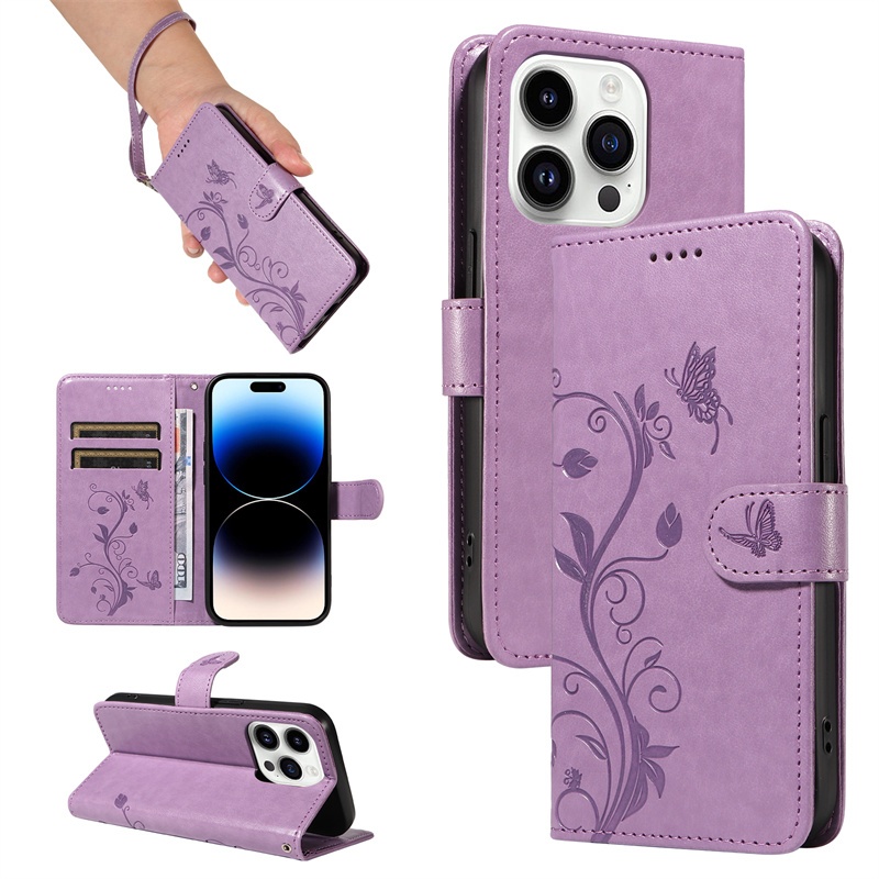 Ốp Lưng Cho iPhone 13 12 Mini 11 Pro 6 6s 7 8 Plus X Xr Xs Max SE 2 3 4 2020 2022 2024 16E 17E Vỏ Ví Lật Sang Trọng Bao Da PU Có Dây Buộc