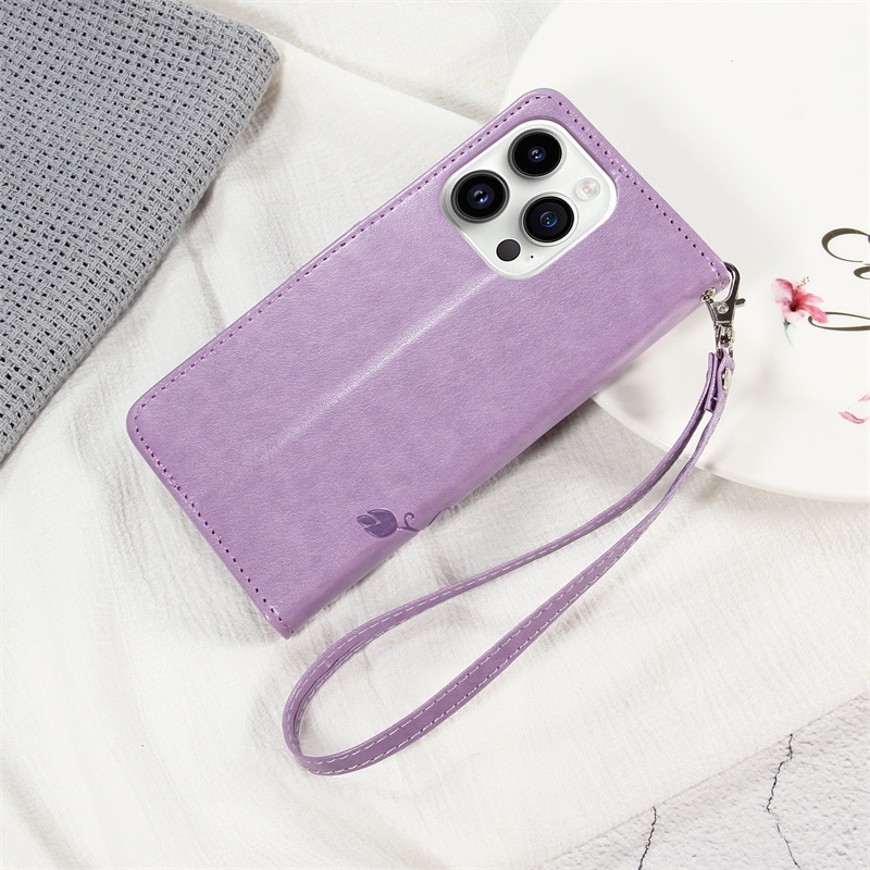 Ốp Lưng Cho iPhone 13 12 Mini 11 Pro 6 6s 7 8 Plus X Xr Xs Max SE 2 3 4 2020 2022 2024 16E 17E Vỏ Ví Lật Sang Trọng Bao Da PU Có Dây Buộc
