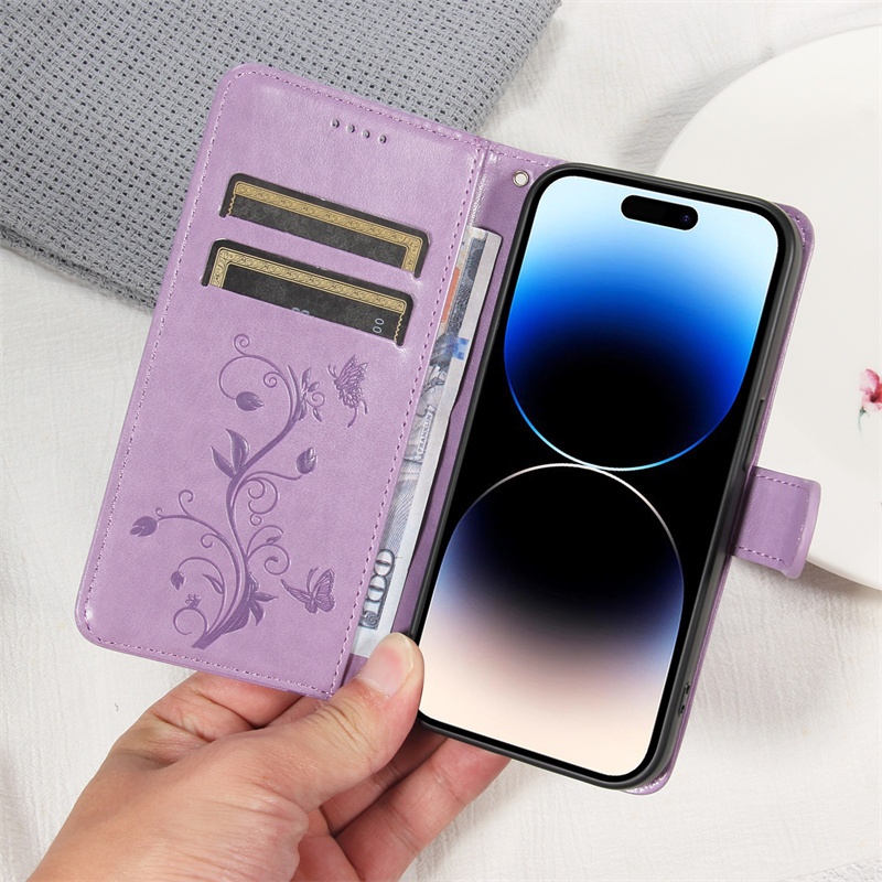 Ốp Lưng Cho iPhone 13 12 Mini 11 Pro 6 6s 7 8 Plus X Xr Xs Max SE 2 3 4 2020 2022 2024 16E 17E Vỏ Ví Lật Sang Trọng Bao Da PU Có Dây Buộc
