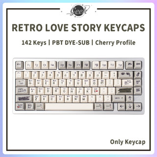 Retro Love Story Keycaps PBT Dye-sub Cherry Profile Keycap Custom Keycaps Tương thích với Cherry Gateron MX Switch