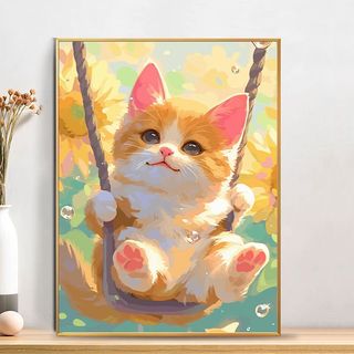 MOZI✨ Tranh tô màu theo số hoa hướng dương 30x40/40x50cm, tranh kỹ thuật số tự làm, mèo, tranh sơn dầu acrylic trang trí