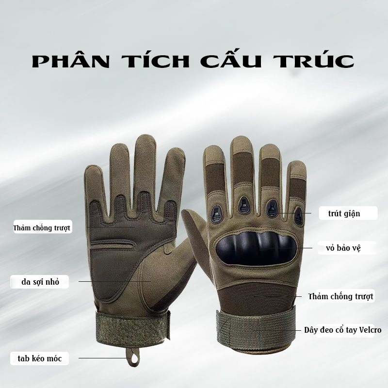 Găng tay xe máy chống trơn trượt, bảo vệ full ngón/nửa ngón cho thể dục ngoài trời và thể thao