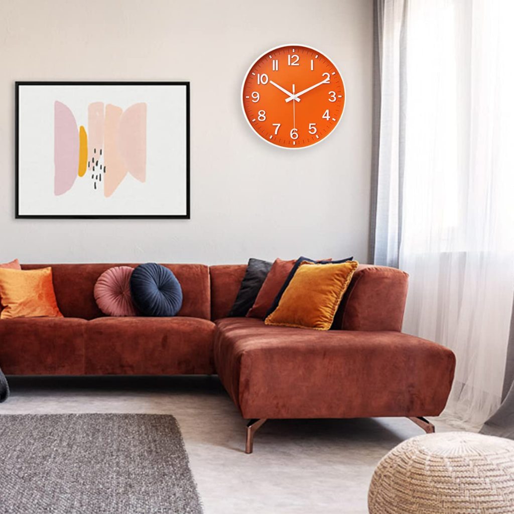 Đồng hồ treo tường phòng khách 12 Inch Đồng hồ gia đình đơn giản hiện đại Phòng ngủ Im lặng Trang trí tường Đồng hồ treo tường Đồng hồ thạch anh tròn