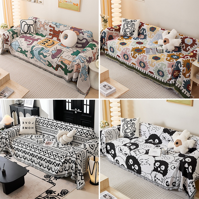 Boho Dày Dệt Kim Sofa Có Ném Chăn Cho Sofa Và Giường, Chăn Trang Trí Mexico Trang Trại, Chăn Dệt Trang Trí Tây Nam, Chăn Ném Aztec Bohemian Có Tua Rua