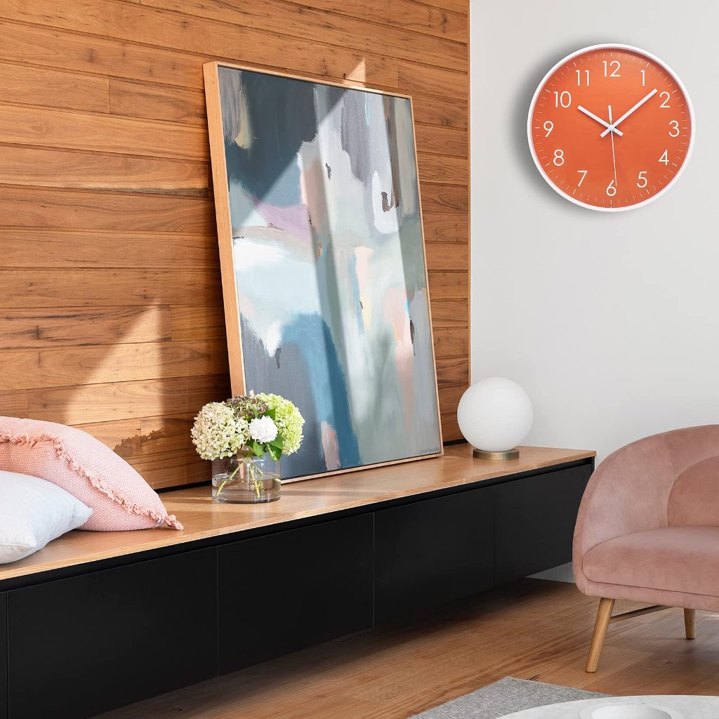 Đồng hồ treo tường phòng khách 12 Inch Đồng hồ gia đình đơn giản hiện đại Phòng ngủ Im lặng Trang trí tường Đồng hồ treo tường Đồng hồ thạch anh tròn