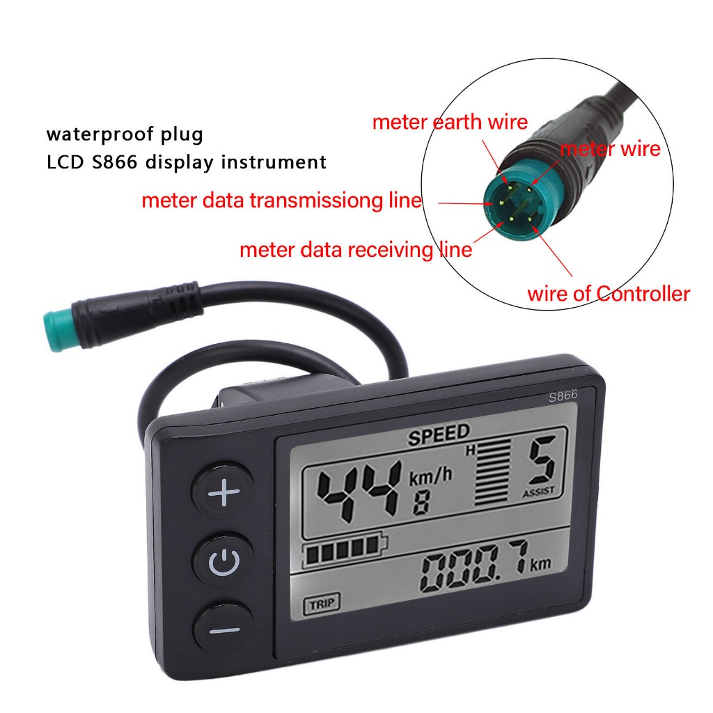 (Ready Stock) 1buycart1 Dành Cho Xe Đạp Điện Màn Hình LCD S866 24V/36V/48V Xe Đạp Điện Tử Xe Đạp Điện LCD Phần Cắm