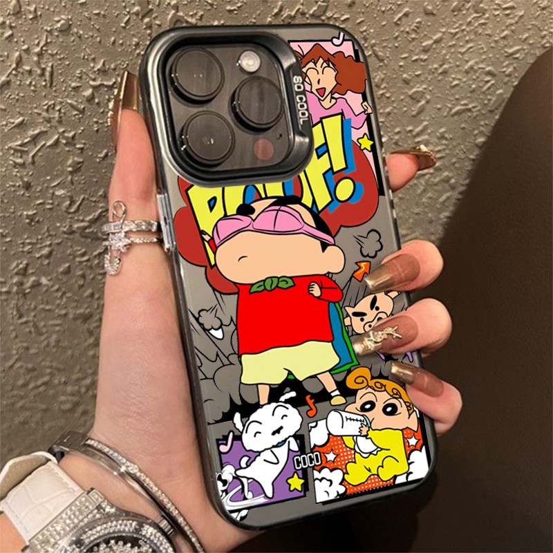 Ốp Lưng Cho iPhone 16 11 12 13 14 15 Pro Max 16e XR X XS Max 7 8 Plus SE2020 2022 Phim Hoạt Hình Dễ Thương Crayon Xiaoxin IMD Luxury Matte Bìa Cứng