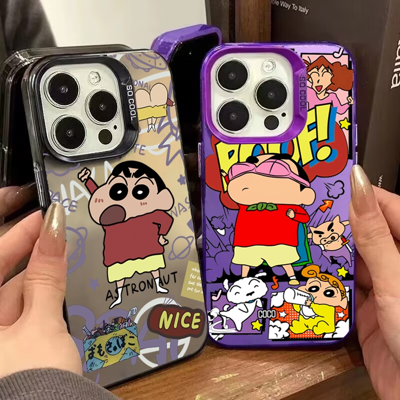 Ốp Lưng Cho iPhone 16 11 12 13 14 15 Pro Max 16e XR X XS Max 7 8 Plus SE2020 2022 Phim Hoạt Hình Dễ Thương Crayon Xiaoxin IMD Luxury Matte Bìa Cứng