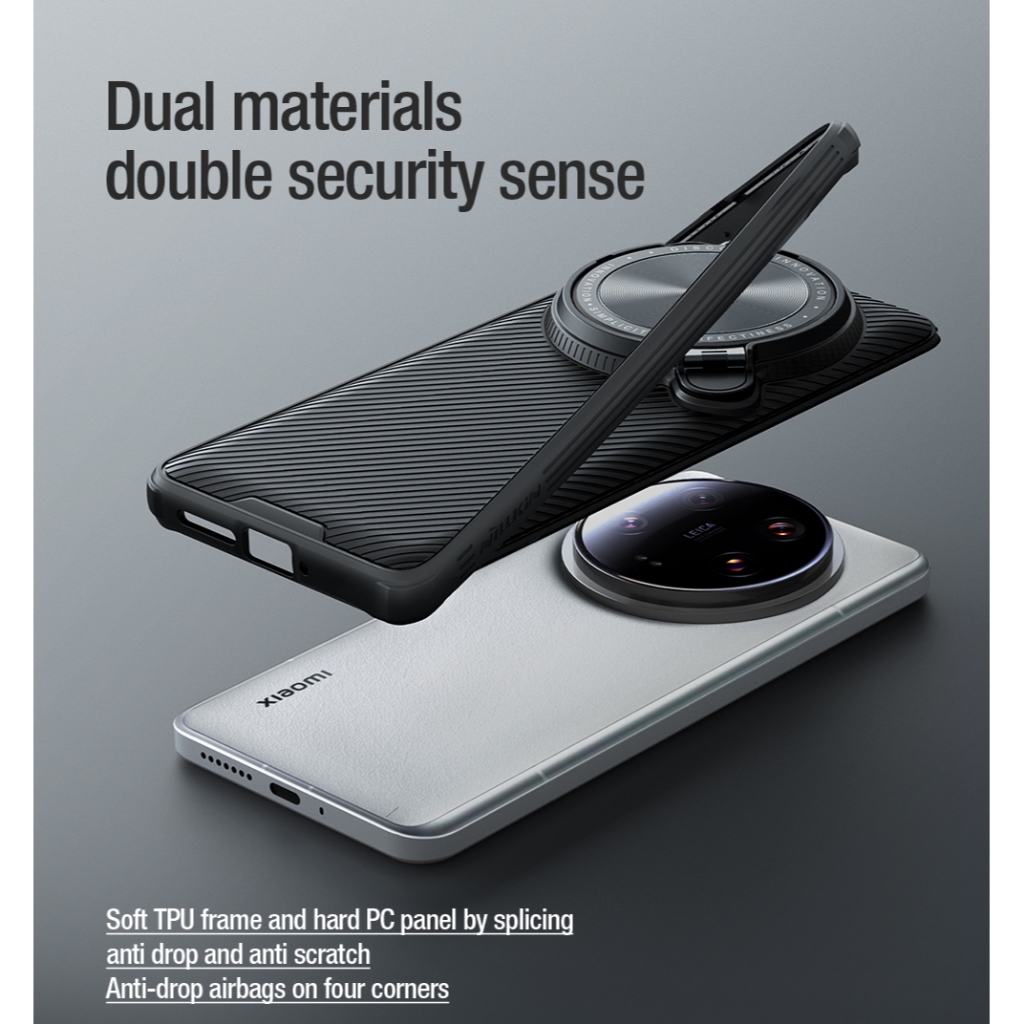 Nillkin Cho Xiaomi 15 Ultra / Xiaomi 14 Ultra / 13 Ultra Camshield ProP PC TPU Chống Sốc Bảo Vệ Từ Tính Ống Kính Máy Ảnh Chân Đế Ốp Lưng Cứng Vỏ Điện Thoại
