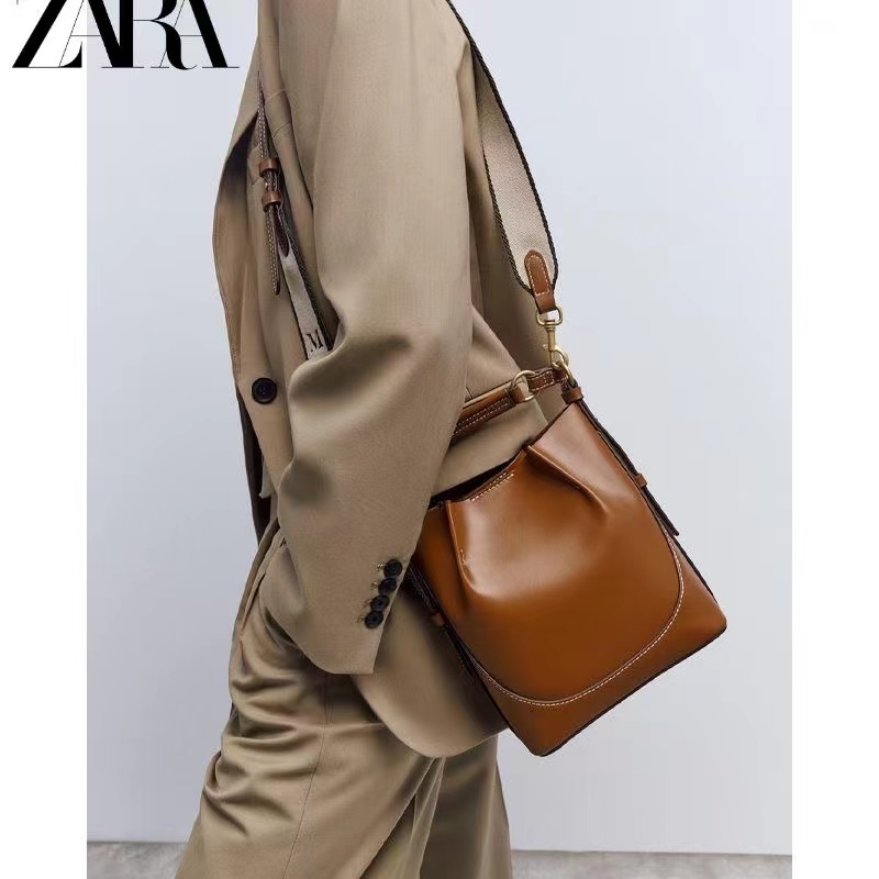 Túi xô nữ ZARA túi đeo vai rộng dung tích lớn thời trang Túi đeo chéo vai đơn
