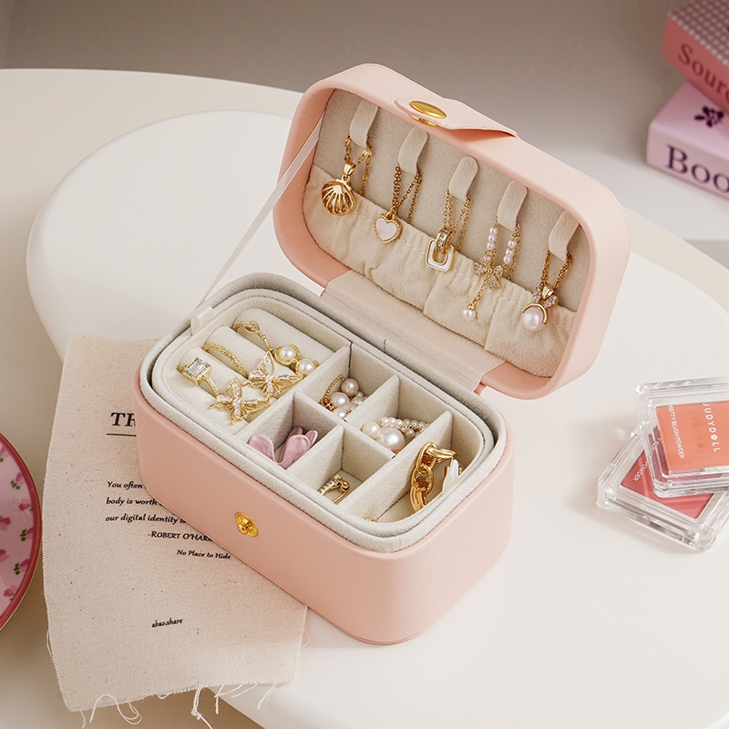 Casegrace Di Động 2 Lớp Hộp Trang Sức Du Lịch Nhỏ Hộp Trang Sức Người Tổ Chức Cho Bông Tai Vòng Cổ Hộp Bảo Quản