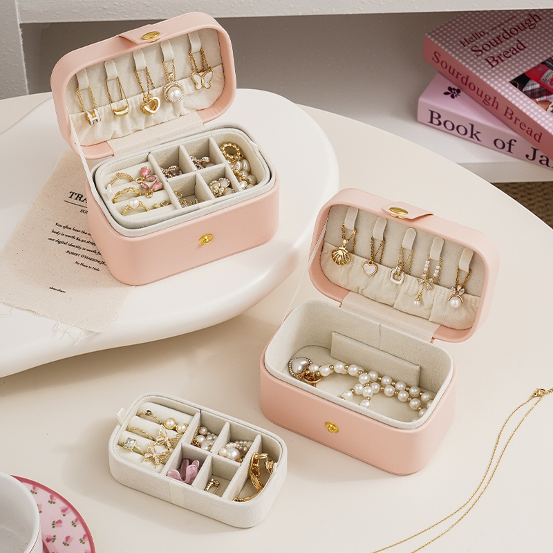 Casegrace Di Động 2 Lớp Hộp Trang Sức Du Lịch Nhỏ Hộp Trang Sức Người Tổ Chức Cho Bông Tai Vòng Cổ Hộp Bảo Quản