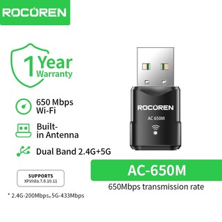 Rocoren 5G 650Mbps Usb Wifi Dongle Adapter Mạng không dây 2.4G / 5Ghz 650Mbps Mini Pocket Wifi cho Pc DesktopXP / Vista / 7-11 Laptop
