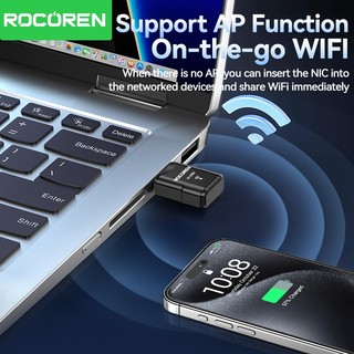 Rocoren 5G 650Mbps Usb Wifi Dongle Adapter Mạng không dây 2.4G / 5Ghz 650Mbps Mini Pocket Wifi cho Pc DesktopXP / Vista / 7-11 Laptop