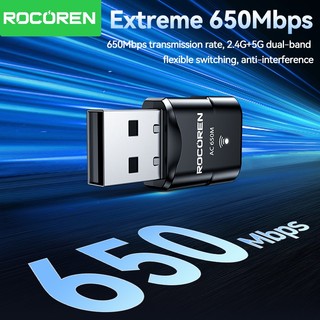 Rocoren 5G 650Mbps Usb Wifi Dongle Adapter Mạng không dây 2.4G / 5Ghz 650Mbps Mini Pocket Wifi cho Pc DesktopXP / Vista / 7-11 Laptop