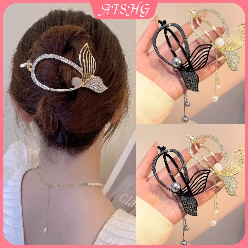 AISHG Kim Loại Đuôi Cá Tua Rua Kẹp Tóc Mới Cao Cấp Retro Thời Trang Phụ Kiện Tóc