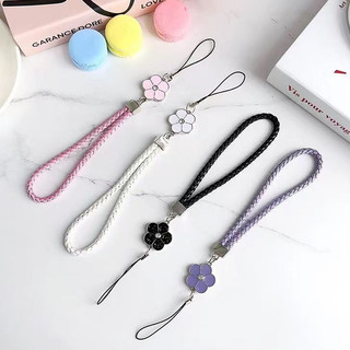 Màu Sắc Thời Trang Hoa Dây Điện Thoại Di Động Dây Dệt Da Co Giãn Dây Đeo Tay Cho iPhone Android Samsung Camera Móc Chìa Khóa