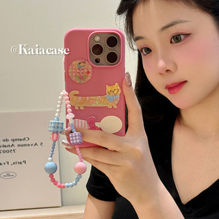 Cô Gái Ngọt Ngào Dễ Thương Họa Tiết Con Mèo Hoa Hồng Hồng Dây Xích Ốp Lưng Điện Thoại iPhone 14Promax 12 13 15 16 Pro Max 11 Chống Sốc Silicon Mềm Vỏ Di Động