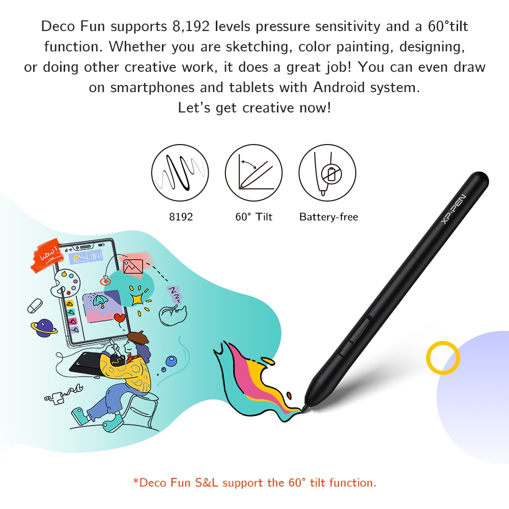 XPPen Deco Fun XS / S / L  Đồ họa nhộn Máy tính bảng vẽ kỹ thuật số Máy tính bảng 8192 cấp độ Nghiêng Giáo dục trực tuyến Hỗ trợ Android Mac Linux Windows Chrome | BigBuy360 - bigbuy360.vn
