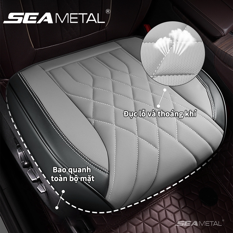 SEAMETAL Đệm Ghế Ô Tô Da PU Cao Cấp Êm Ái Thoáng Khí Chống Trượt Bảo Vệ Ghế Xe Hơi 4 Mùa Phụ Kiện Nội Thất Ô Tô