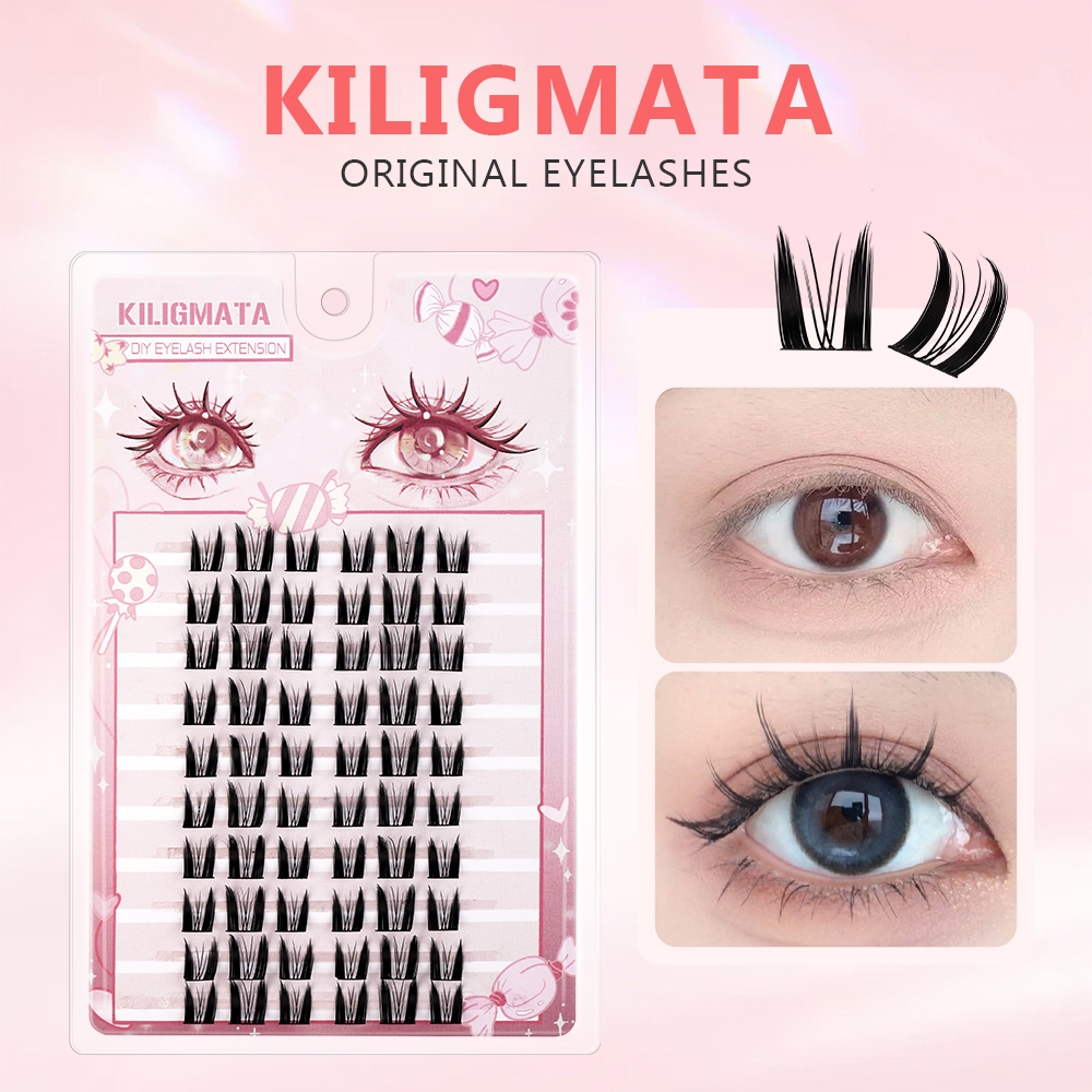 KILIGMATA Mi Giả Tách Sợi Chùm Tự Nối Tự Nhiên Tái Sử Dụng Nhiều Lần Thuỷ Mi GREEN (Tặng 1 keo nhíp cho 1 đơn hàng)