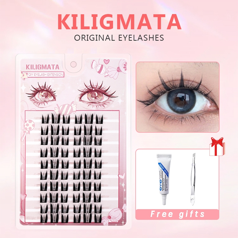 KILIGMATA Mi Giả Tách Sợi Chùm Tự Nối Tự Nhiên Tái Sử Dụng Nhiều Lần Thuỷ Mi GREEN (Tặng 1 keo nhíp cho 1 đơn hàng)