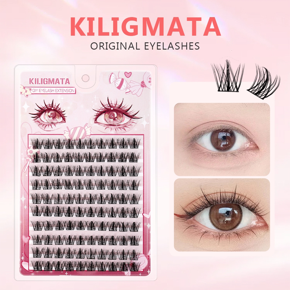 KILIGMATA Mi Giả Tách Sợi Chùm Tự Nối Tự Nhiên Tái Sử Dụng Nhiều Lần Thuỷ Mi GREEN (Tặng 1 keo nhíp cho 1 đơn hàng)