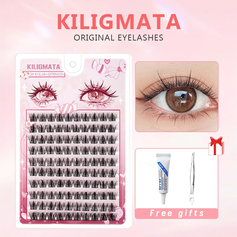KILIGMATA Mi Giả Tách Sợi Chùm Tự Nối Tự Nhiên Tái Sử Dụng Nhiều Lần Thuỷ Mi GREEN (Tặng 1 keo nhíp cho 1 đơn hàng)