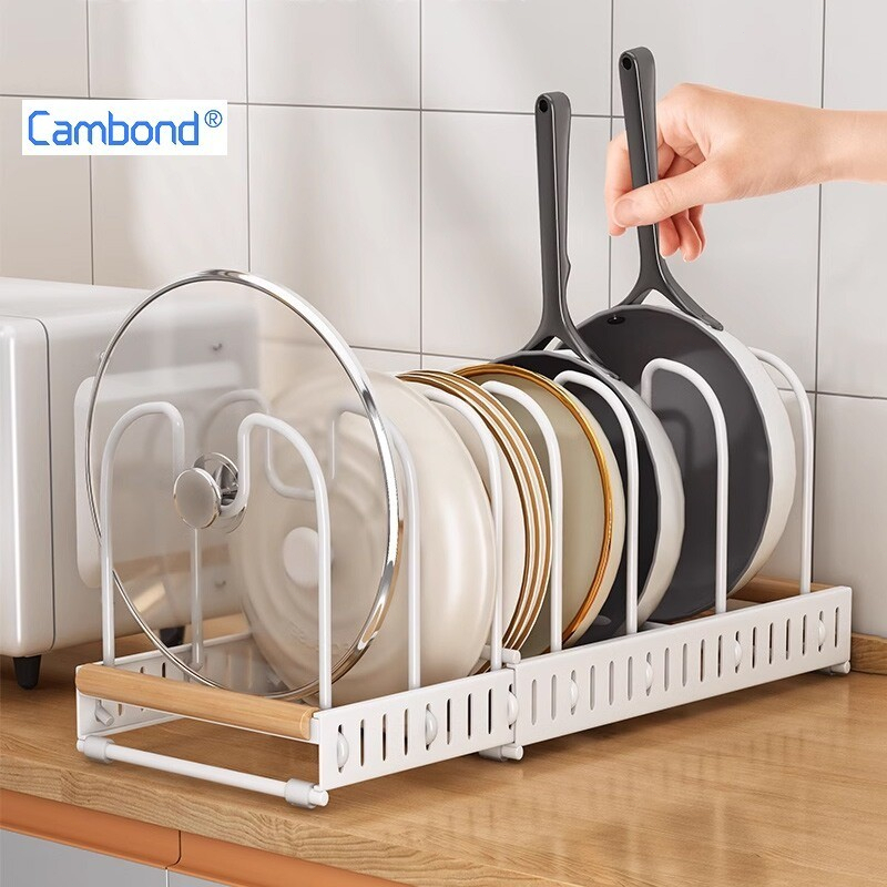 Cambond Có Thể Điều Chỉnh Chiều Rộng Giá Treo Đồ Nhà Bếp Tổ Chức Có Thể Mở Rộng Giá Để Nồi Nắp Nồi