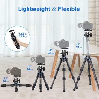 SIRUI AM-223 Carbon Fiber Travel Tripod For Cameras, Mini Tabletop ...