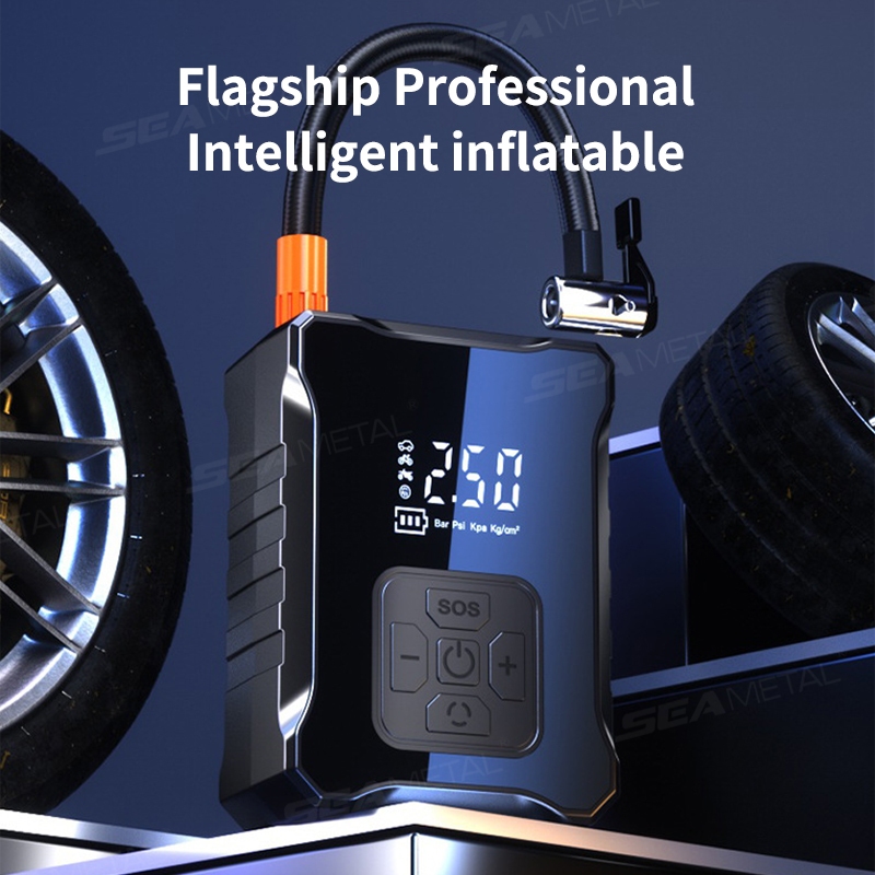 Máy nén khí ô tô SEAMETAL 4000mAh 12V 150PSI di động không dây, bơm lốp kỹ thuật số thông minh mini
