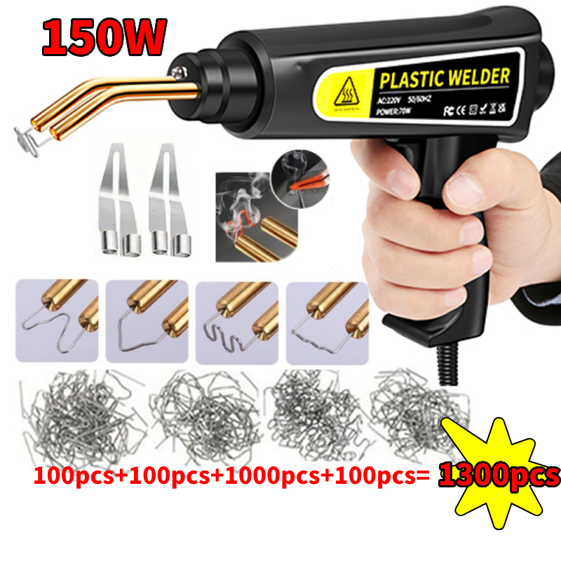 150w Nhựa Hàn Hot Gun Kit Stapler Hàn Torch Với 1300 Chiếc Dây Full Set Kim Solder Cho Xe Ốp Lưng Sửa Chữa Máy Hàn Dụng Cụ Cho Xe Máy