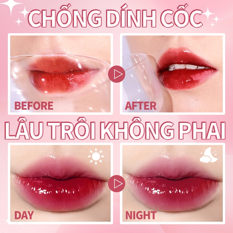 Ảnh KIMUSE 9 màu Gương tùy chọn Lip Glaze Nước dưỡng ẩm Son bóng Toot Lip Tint Trang điểm môi lâu trôi 4