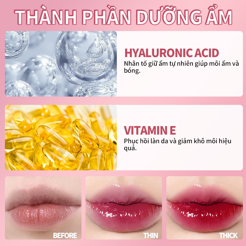 Ảnh KIMUSE 9 màu Gương tùy chọn Lip Glaze Nước dưỡng ẩm Son bóng Toot Lip Tint Trang điểm môi lâu trôi 3