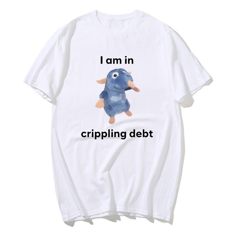 Tôi Đang Xước Nợ Chuột Sang Trọng Ngộ nghĩnh Meme Áo Nam Nữ Chất Lượng Cao Thời Trang Áo Thun 100% Cotton Quá Khổ Áo Thun
