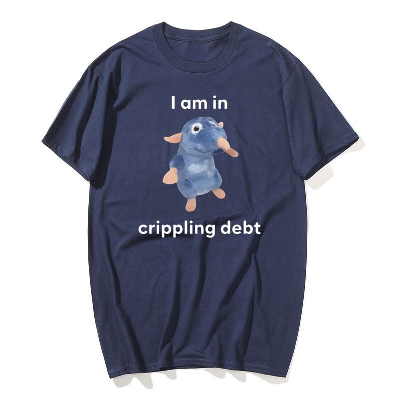Tôi Đang Xước Nợ Chuột Sang Trọng Ngộ nghĩnh Meme Áo Nam Nữ Chất Lượng Cao Thời Trang Áo Thun 100% Cotton Quá Khổ Áo Thun