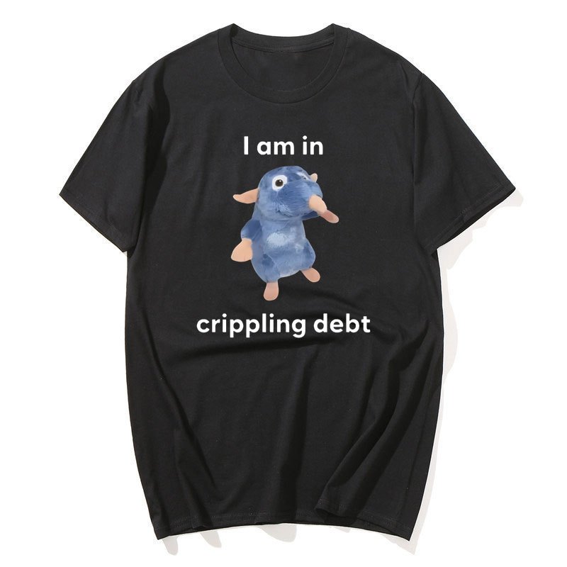 Tôi Đang Xước Nợ Chuột Sang Trọng Ngộ nghĩnh Meme Áo Nam Nữ Chất Lượng Cao Thời Trang Áo Thun 100% Cotton Quá Khổ Áo Thun