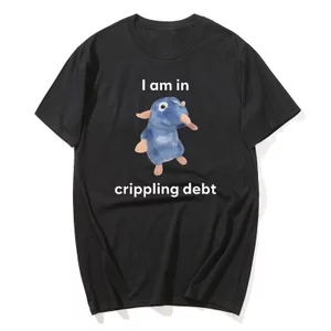Tôi Đang Xước Nợ Chuột Sang Trọng Ngộ nghĩnh Meme Áo Nam Nữ Chất Lượng Cao Thời Trang Áo Thun 100% Cotton Quá Khổ Áo Thun