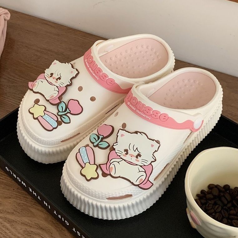 Mikko Co-Branded Hole Shoes Busch Dép hai cánh Dép che mũi Dép đế dày Dép đế dày có thể tháo rời Dép đế phẳng Dép đế dày tăng chiều cao khử mùi chống trượt ngón chân-