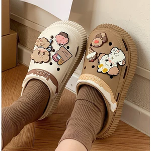 Mikko Co-Branded Hole Shoes Busch Dép hai cánh Dép che mũi Dép đế dày Dép đế dày có thể tháo rời Dép đế phẳng Dép đế dày tăng chiều cao khử mùi chống trượt ngón chân-