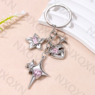 Y2k Ngôi Sao Trái Tim Bướm Men Móc Khóa Nữ Cô Gái Handmade Tình Bạn Quà Tặng Trang Sức