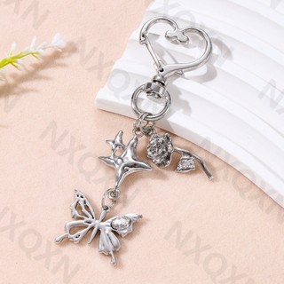 Y2k Ngôi Sao Trái Tim Bướm Men Móc Khóa Nữ Cô Gái Handmade Tình Bạn Quà Tặng Trang Sức