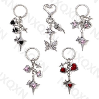 Y2k Ngôi Sao Trái Tim Bướm Men Móc Khóa Nữ Cô Gái Handmade Tình Bạn Quà Tặng Trang Sức