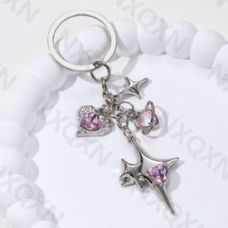 Y2k Ngôi Sao Trái Tim Bướm Men Móc Khóa Nữ Cô Gái Handmade Tình Bạn Quà Tặng Trang Sức
